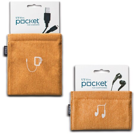 Electriduct UT Wire Pocket Earbud Charger Case Pouch- Orange UTW-PK02-OR-2PK